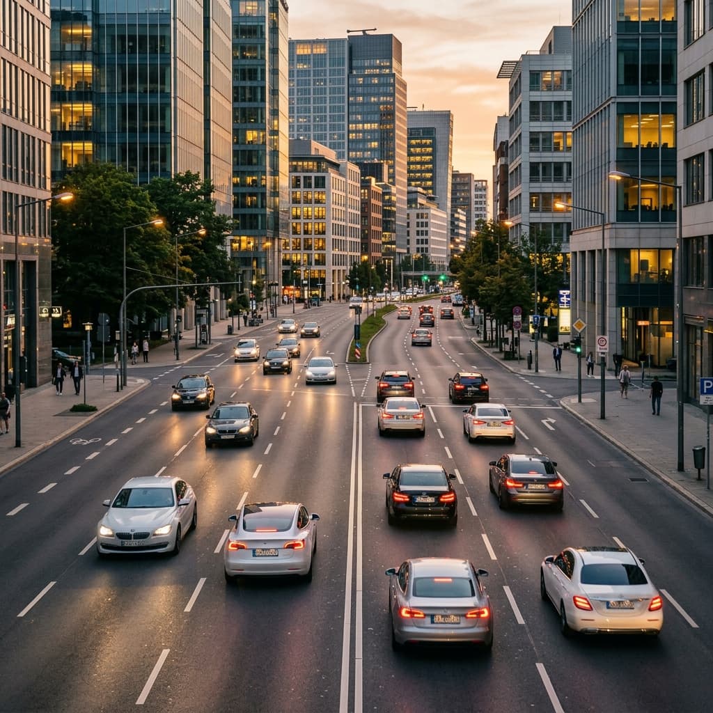Cars on a city road at dusk representing car accident claims